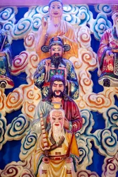 Cao Dai Temple, Lao Tseu, Jesus, Buddha and Confucius, Phu Quoc, Vietnam